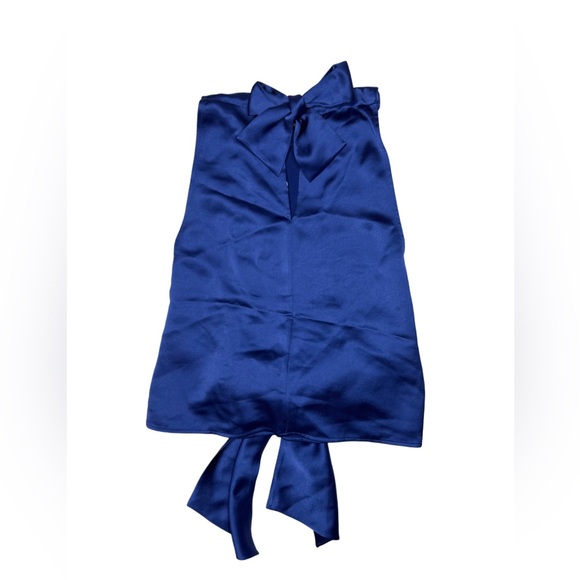 Trina Turk NWT Royal Blue Satin Halter Top With Bow Sash - Picture 4 of 8